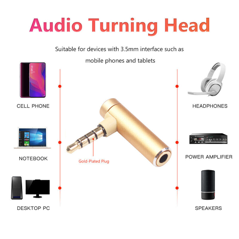 L-shape 3.5mm Male To Female Audio Converter Adapter Earphone Jack for Tablet PC