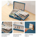 2 Layer Women Jewelry Box, Lockable Organizer, Display Storage Case (Green)