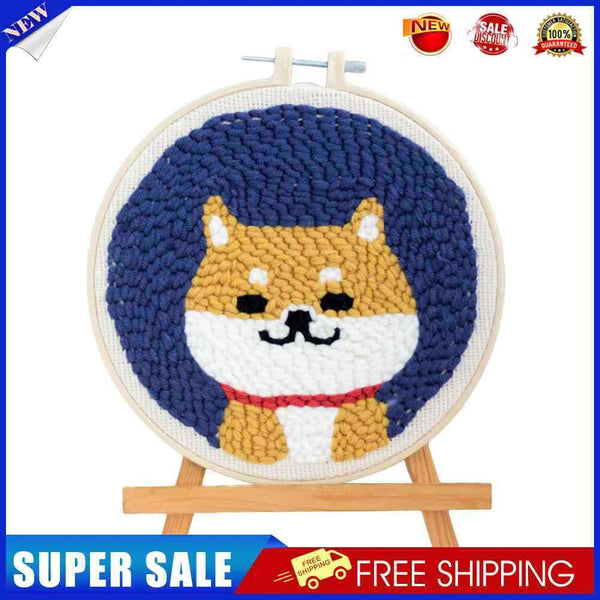 Cute Pattern Punch Needle Embroidery Kit DIY Beginners Easy Needlework Wool Work