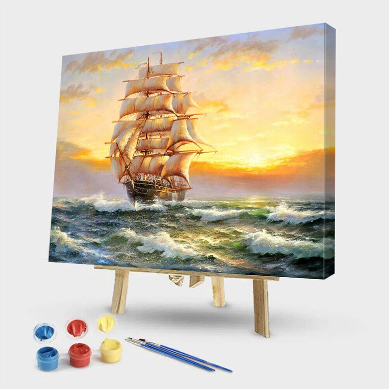 Painting By Numbers Kit DIY Vessel Canvas Oil Art Picture for Home Wall Decor