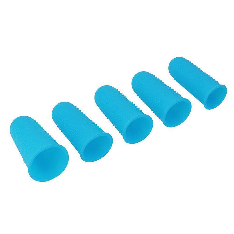 Anti-slip Hot Glue Gun Finger Caps Silicone Finger Cover Sleeve (Blue 5pcs)