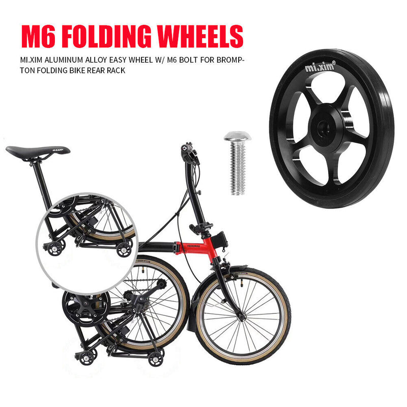 Mi.Xim Aluminum Easy Wheel with M6 Bolt for Brompton Folding Bike (Black) Newly