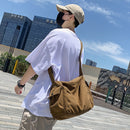 Soft Canvas Shoulder Crossbody Bag Large Capacity Solid Color Messenger Handbags