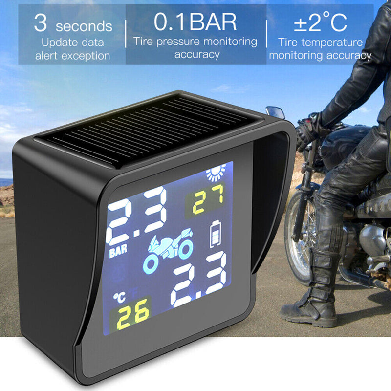 Solar Motorcycle TPMS Tire Pressure Tyre Temperature Monitoring Alarm System