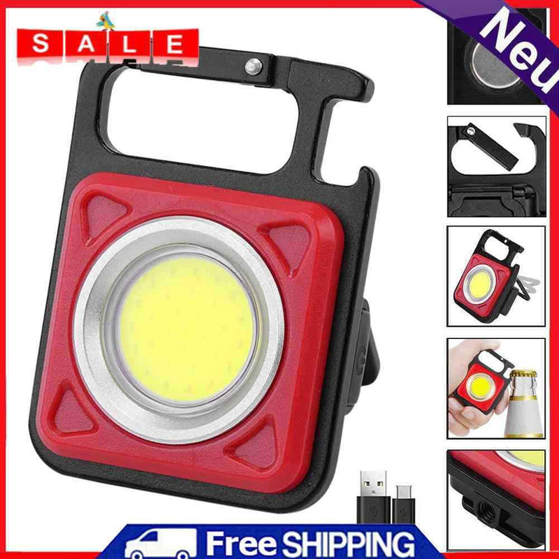 LED Keychain Flashlight USB 500 Lumens Outdoor Camping Working Light (Black)