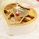 Romantic Love Heart Ballerina Music Box Jewelry Storage Case (White) Newly