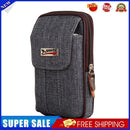 Men Canvas Mobile Phone Bags Double-layer Zipper Fanny Pack (Grey)