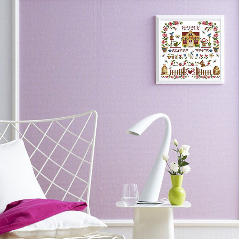 Partial Cross Stitch 14CT Cotton Thread DIY Sweet Home Printed Embroidery