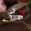Peacock Metal Rings Women Open Adjustable Crochet Needlework Knitted Loop G