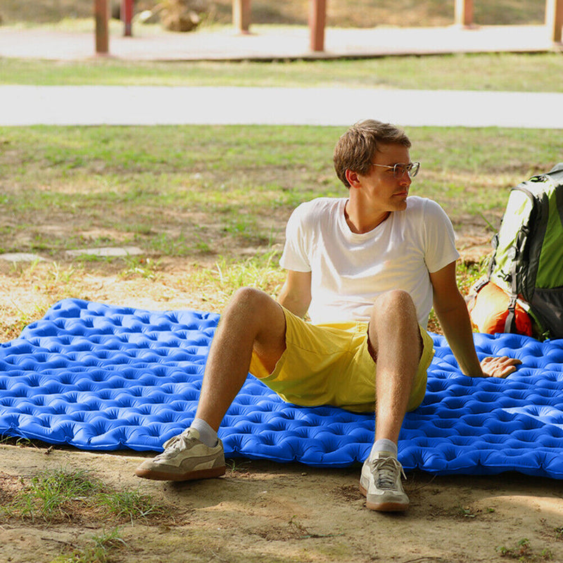 Waterproof Sleep Inflatable Double Mattress Camping Cushion (Sapphire Blue)