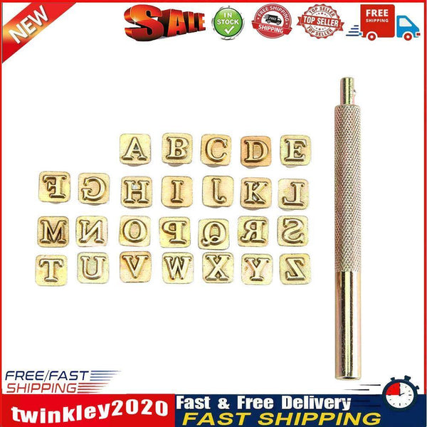 26pcs Wood Leather Punching Stamp Set Carbon Steel Metal Alphabet Stamps Newly