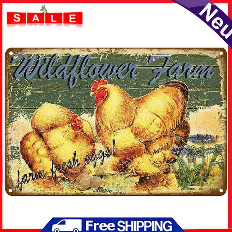 Farm Chicken Metal Retro Tin Sign Poster Wall Plate for Living Room Bar Club
