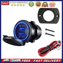 12-24V Quick Charge QC 3.0 Dual USB Car Charger Socket with Wires (Blue)