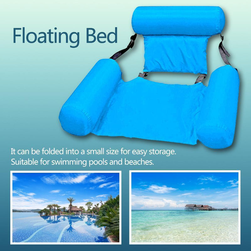 Floating Bed Swimming Pool Inflatable Water Longue w/Backrest (Light Blue)