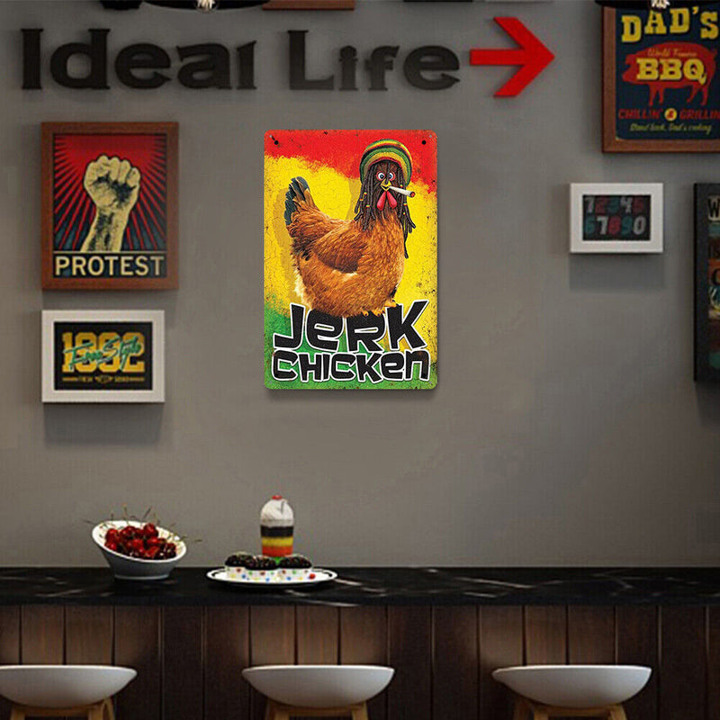 JERK Chicken Retro Metal Plate Tin Sign Poster Plate Wall Decor Accessories