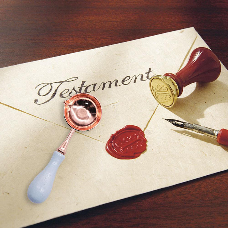 Sealing Wax Spoon Solid Wood Retro Wax Decorative Stamp Craft -6pcs