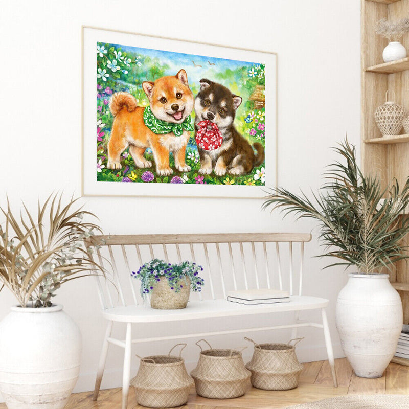Frameless Painting By Numbers Little Dog DIY Handmade Drawing On Canvas Art Kit