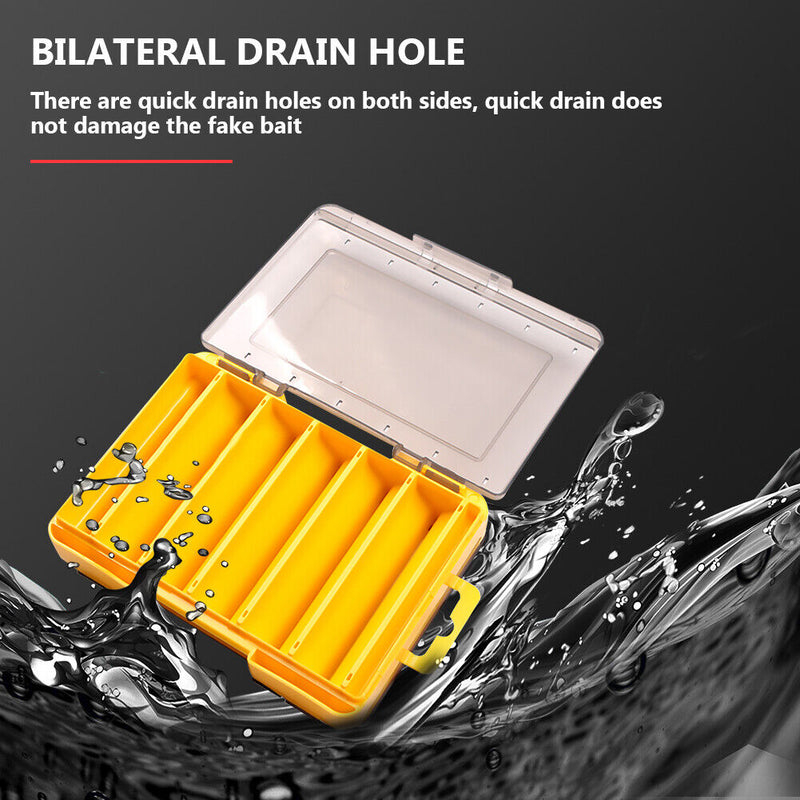 Fishing Lure Box Double Side Bait Case Organizer Fishing Tackle (S Yellow) Newly