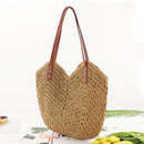 Summer Women Straw Handbag Woven Shoulder Bag Female Beach Vacation Travel Tote