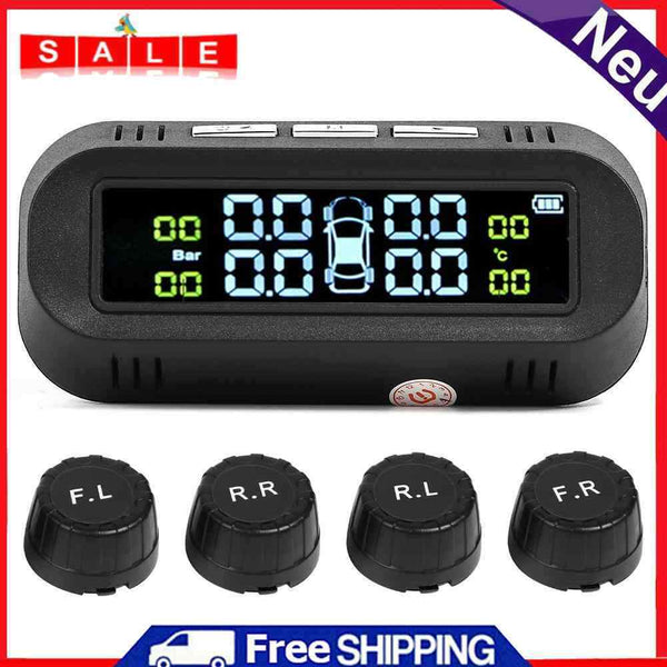 C68 USB+Solar Charging Car TPMS Tire Pressure Monitoring System with 4 Sensors