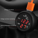 3 in 1 12/24V Car LED Digital Voltmeter Gauge+Thermometer+USB Charger(Red)
