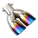 Bent Dual Exhaust Tip Rolled Edge Slant Cut 2.5 inch ID Inlet (Burnt Blue) Newly