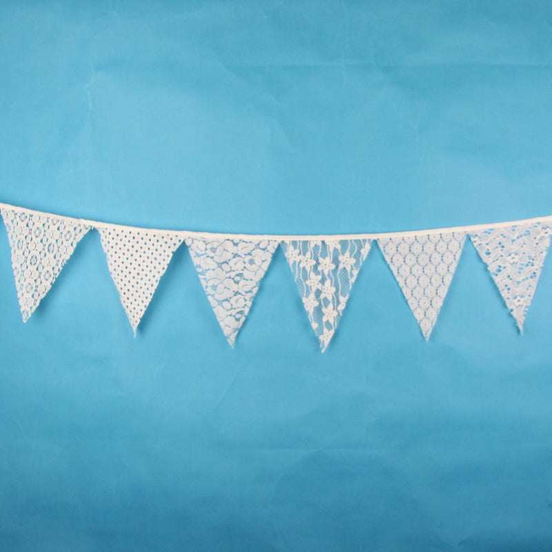 12 Flags 3.2m Lace Flowers Pennant Flags Bunting Wedding Party Decor Banner