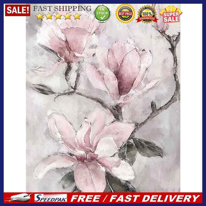Pink Flower Oil Paint By Numbers Kits Canvas Picture Wall Art DIY Craft Coloring