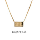 Titanium Steel Lady Men Jewelry Rectangle Pendant 11:11 Clavicle Chain Necklace