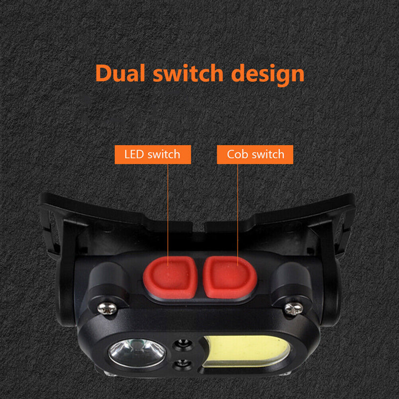 COB LED Headlamp Waterproof Headlight 6 Mode USB Sensor Head Lamp for Outdoor