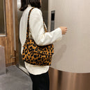 Women Animal Print Shoulder Bag Canvas Casual Travel Handbag Tote (Leopard)