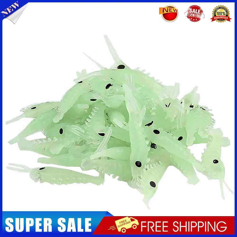 50pcs Luminous Shrimp Soft Lure 3cm Night Fishing Bait Fluorescent Glow