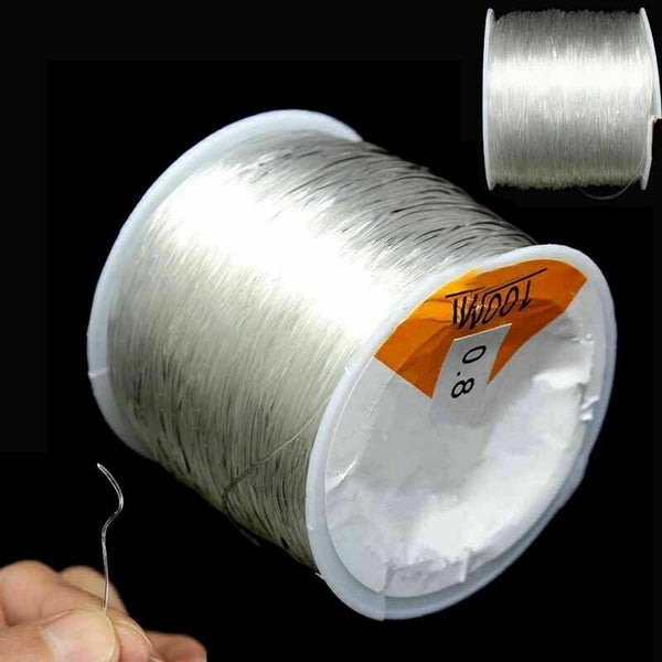 0.8mm 100 Meter Clear Stretch Elastic Beading Cord Spool Roll Thread String M9C4