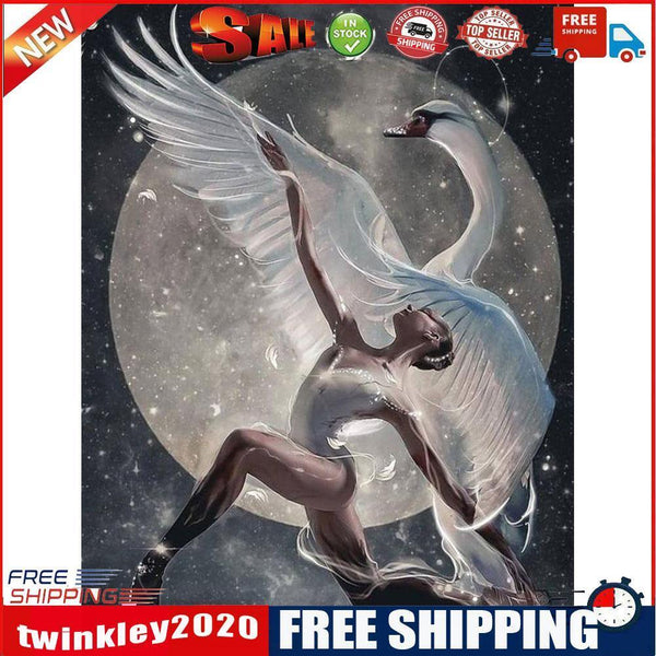 Elegant Swan Oil Paint By Numbers Kits Canvas Picture Wall Art DIY Craft