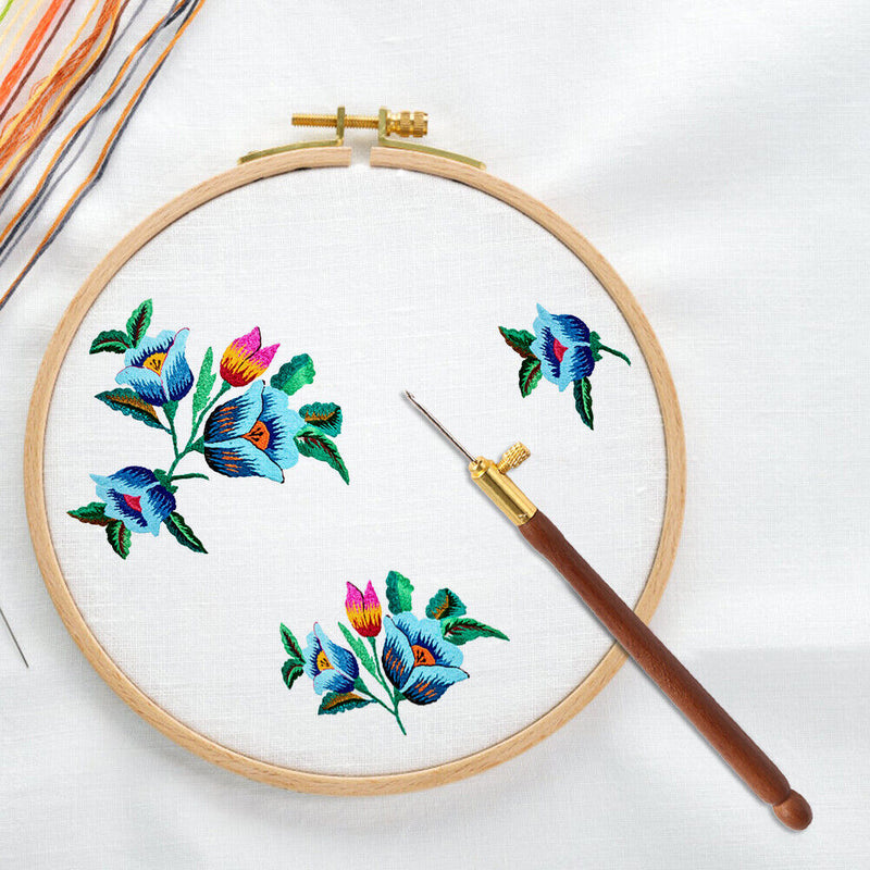 Wooden Handle French Crochet Embroidery Beading Hoop Sewing Tool Set DIY Craft