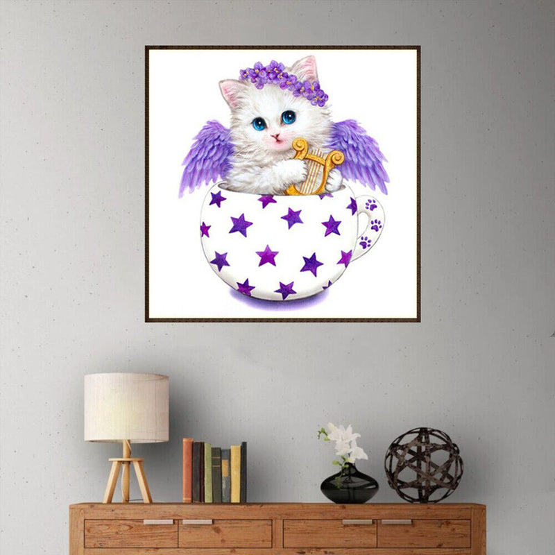 Cat 5D DIY Diamond Painting Embroidery Mosaic Needlework Home Decor(Purple)