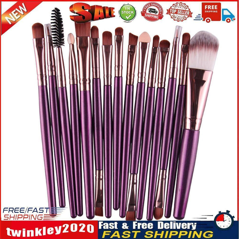 15pcs Eyeshadow Makup Brushes Tool Eye Powder Brush Set?Purple Coffee? Newly