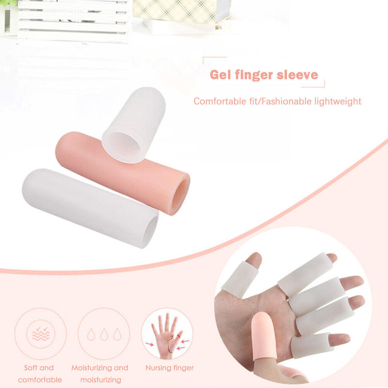 5pcs Gel Finger Caps Protection Cracked Cover Cots Hand Moisturizing Skin Car