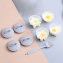 4pcs Cute Egg Boiler Cooker Plastic Egg Poacher Mold Set with Brush (Grey)