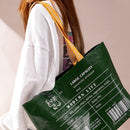 Women Nylon Woven Top-handle Bag Lady Large Capacity Handbag (Green L)