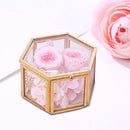 Hexagon Transparent Glass Jewelry Box Wedding Ring Earrings Holder (Square)
