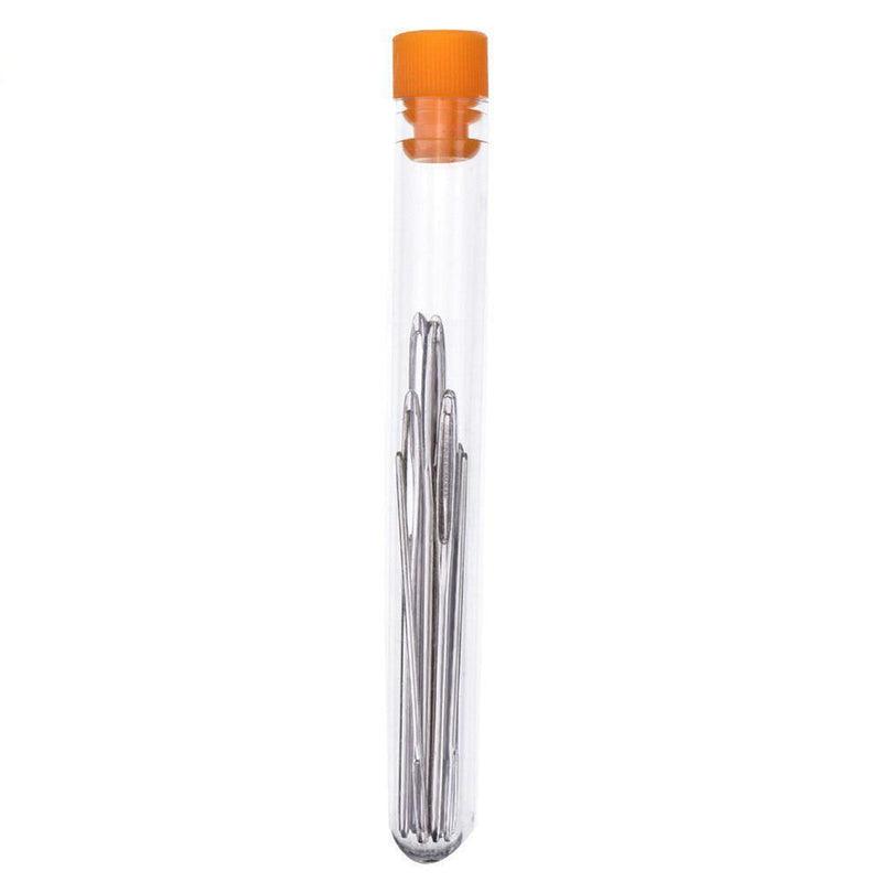 9pcs Large Eye Metal Needles Cross Stitch Knitting Crochet Hook Set Kit
