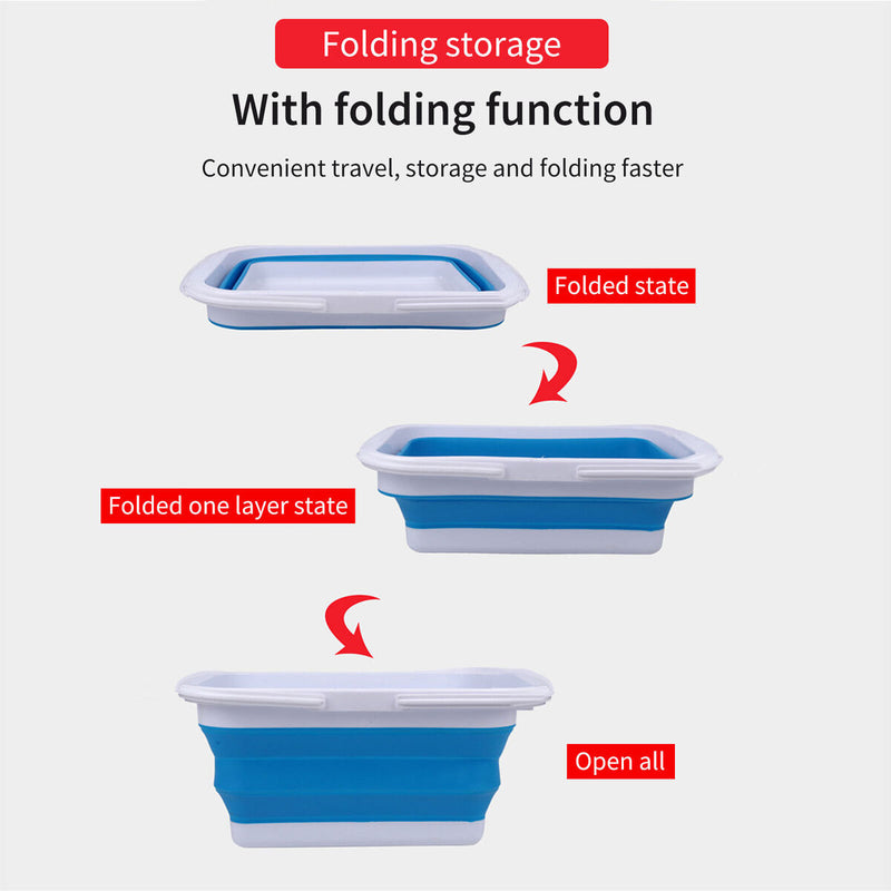 Collapsible Bucket Portable Water Wash Basin for Camping Hiking (Blue) Newly