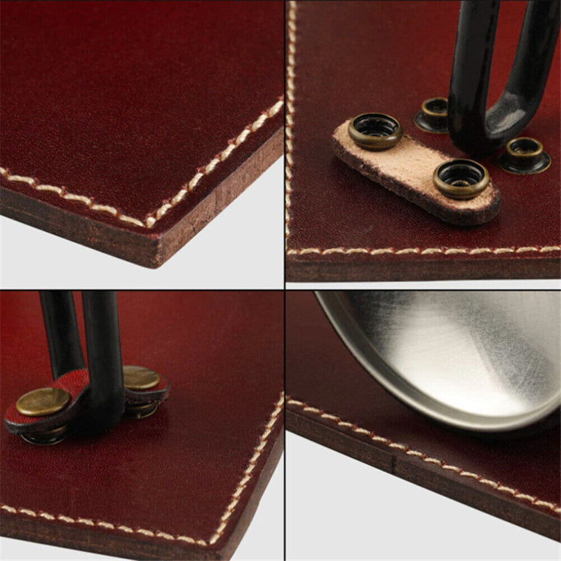 Vegetable Tanned Leather Outdoor Camping Pad for SOTO 310 Stove (Wine Red)