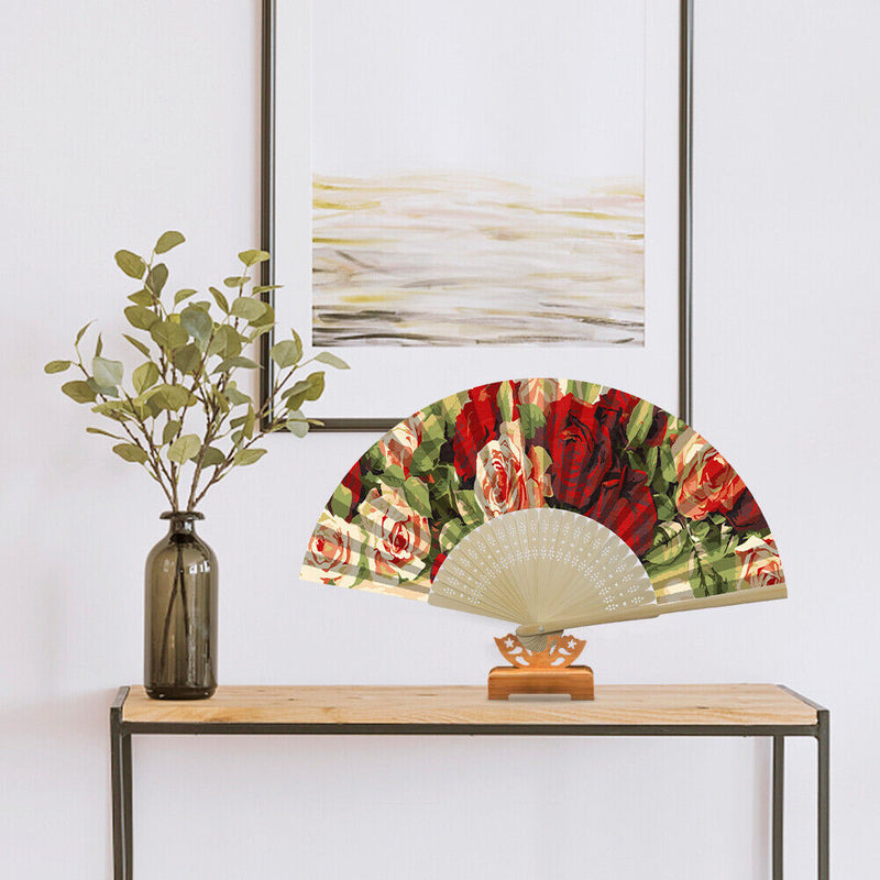 Oil Paint Folding Fan By Numbers DIY Rose Painted Art Craft Handmade Digita