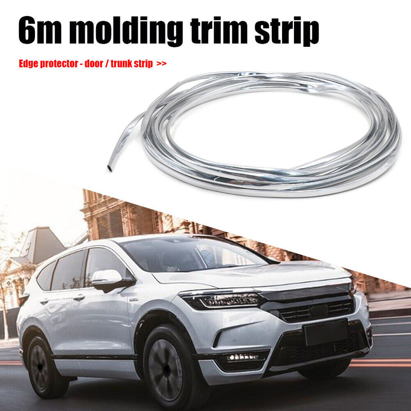 6m Universal Car Chrome Moulding Trim Strip Tape Door Edge Guard Cover Strips