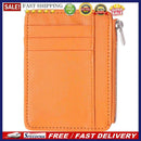 Simple Leather Zipper Solid Color Litchi Pattern Wallet Men Women Card Holder