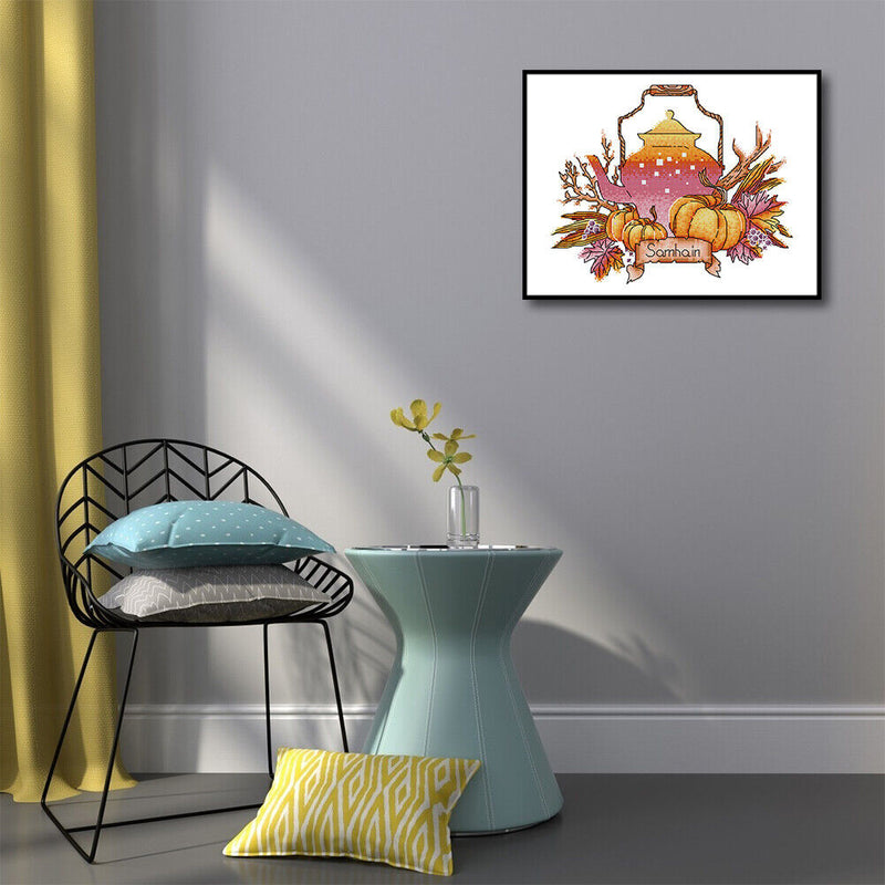 Partial Embroidery Teapot Stamped Canvas 14CT DIY Cross Stitch Kits (J537)