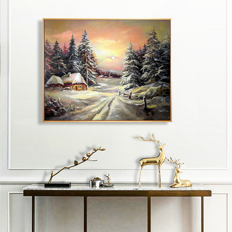 Sunset Cottage Oil Paint By Numbers DIY Handpainted on Canvas Wall Art Picture