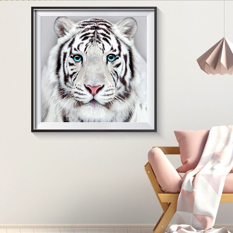 5D Diamond Painting Kit White Tiger Full Round Drill DIY Decorative Rhinestone